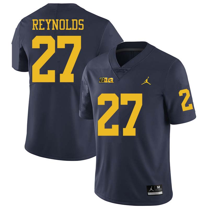 Jordan Brand Men #27 Hunter Reynolds Michigan Wolverines College Football Jerseys Sale-Navy - Click Image to Close